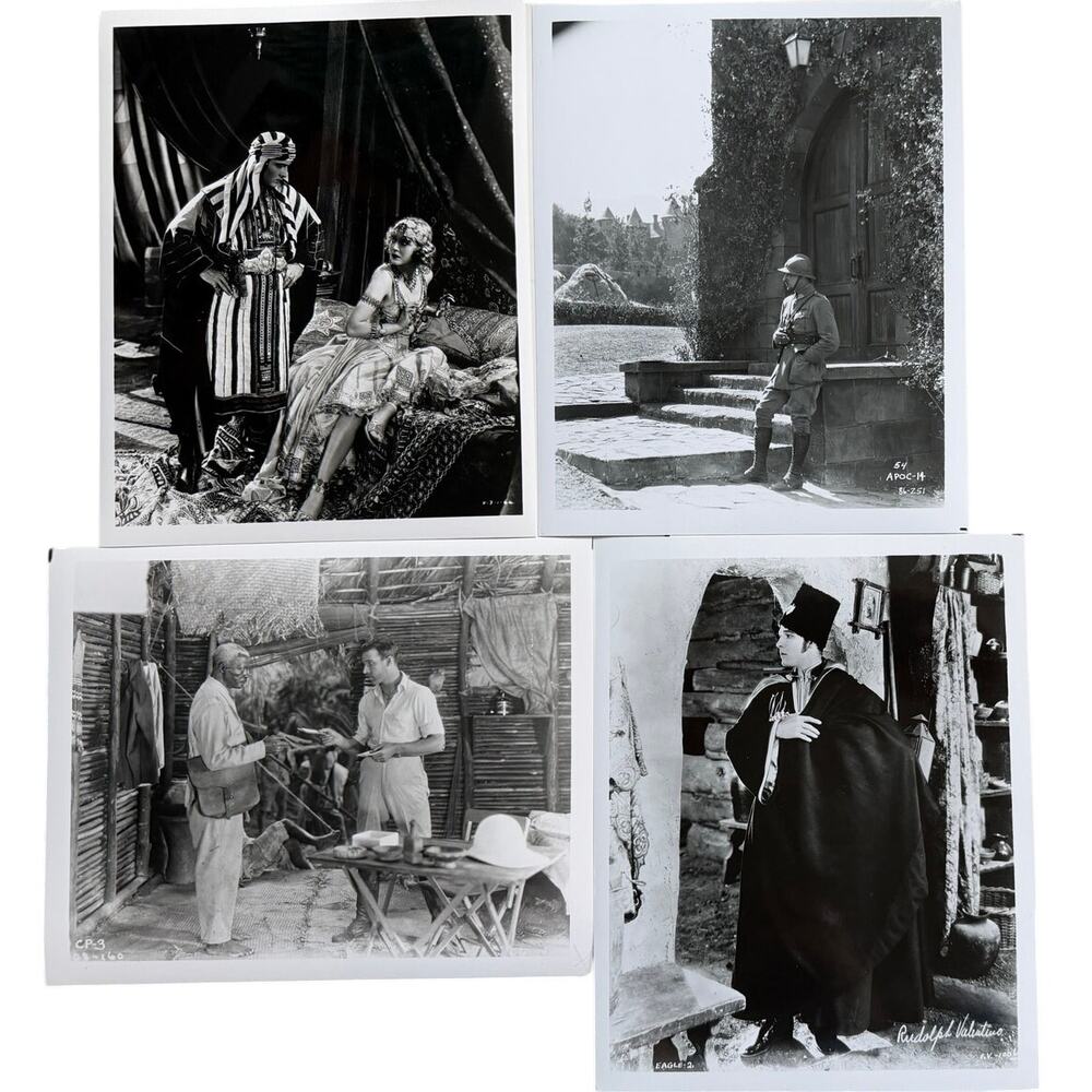4 8x10 Rudolph Valentino Photos The Eagle, Son of the Sheik, Conquering Power